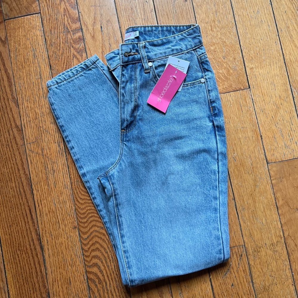 light wash bootcut jeans.
